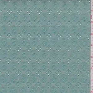 2 3/4 YD PC-Seafoam Embroidered Medallion Linen Blend Fabric