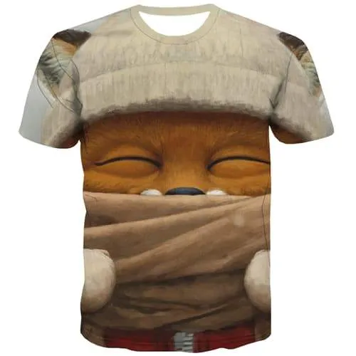 Animal T-shirt Men Lovely T-shirts Graphic Harajuku T shirts Funny Leisure Shirt Print