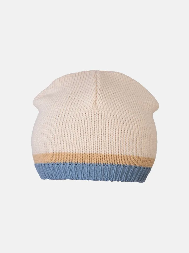 Baby Unisex 3-piece Striped Knitted Gift Box Set - Beige & Blue