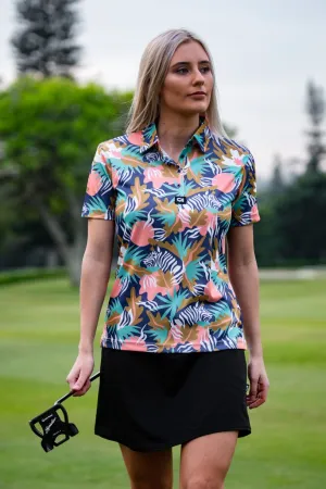 CA Ladies Funky Golf Shirt | Zebra In The Wild