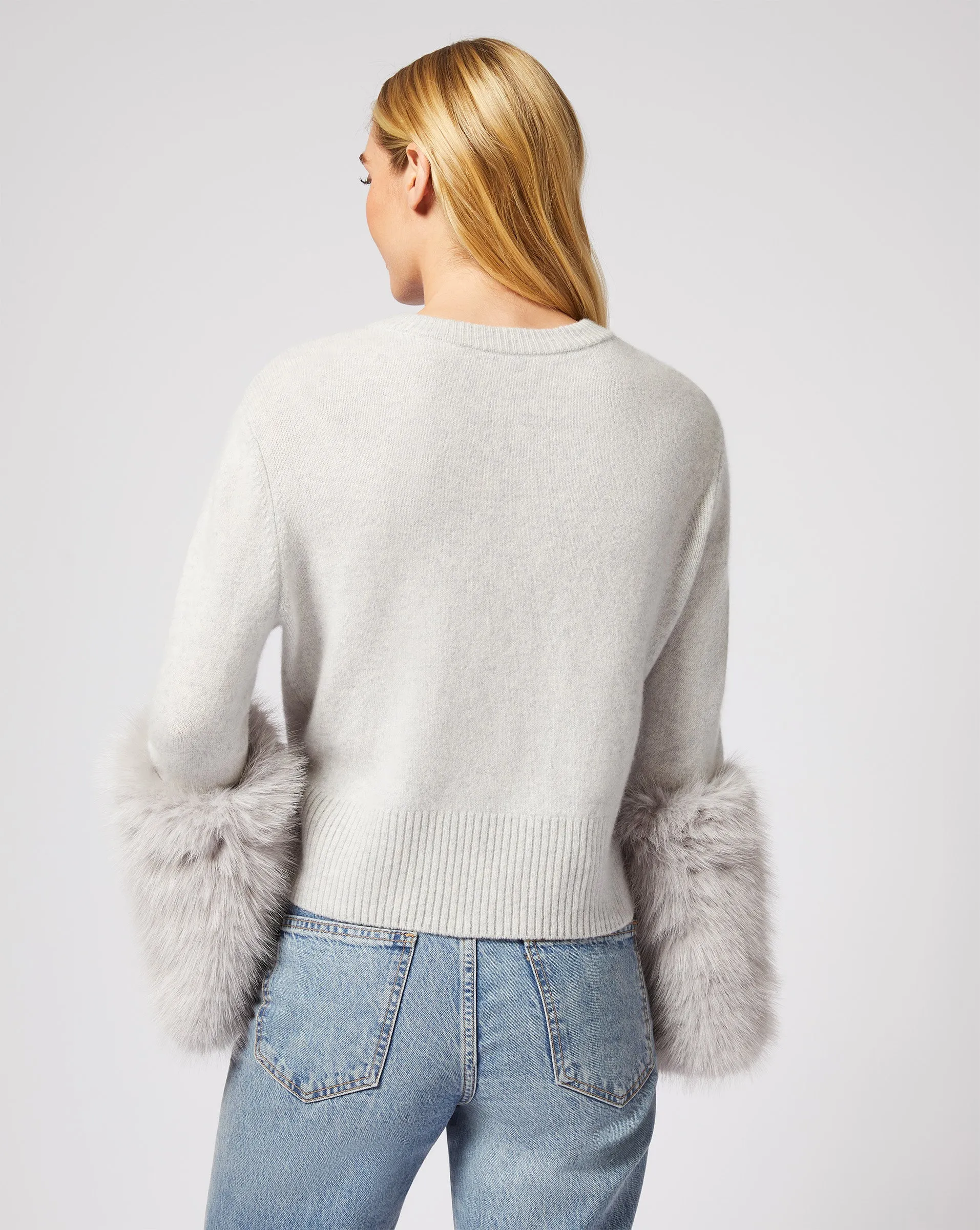 Cashmere & High Faux Fur Cuff Sweater