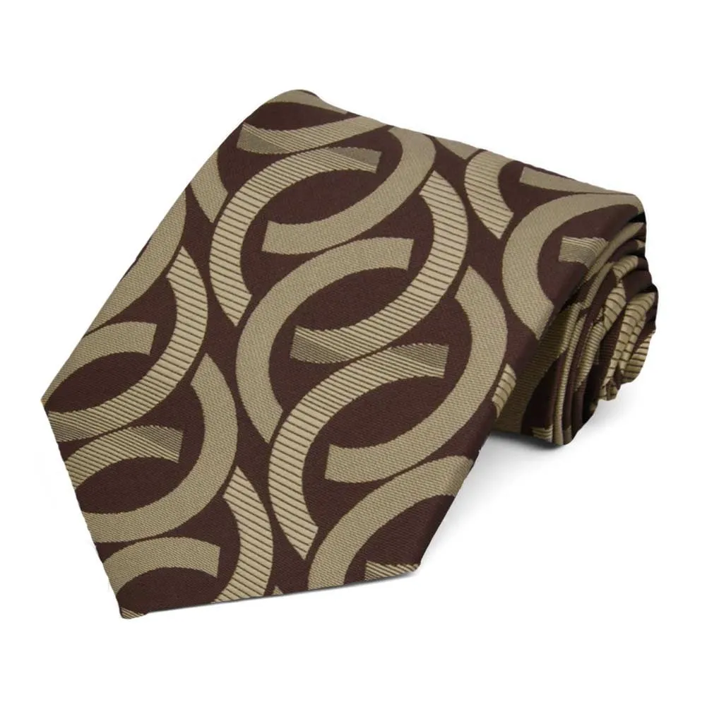 Chocolate Brown Kay Link Pattern Extra Long Necktie