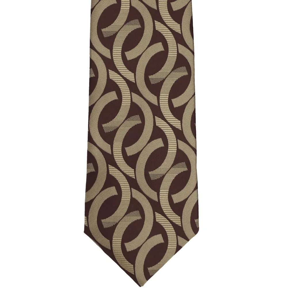 Chocolate Brown Kay Link Pattern Extra Long Necktie