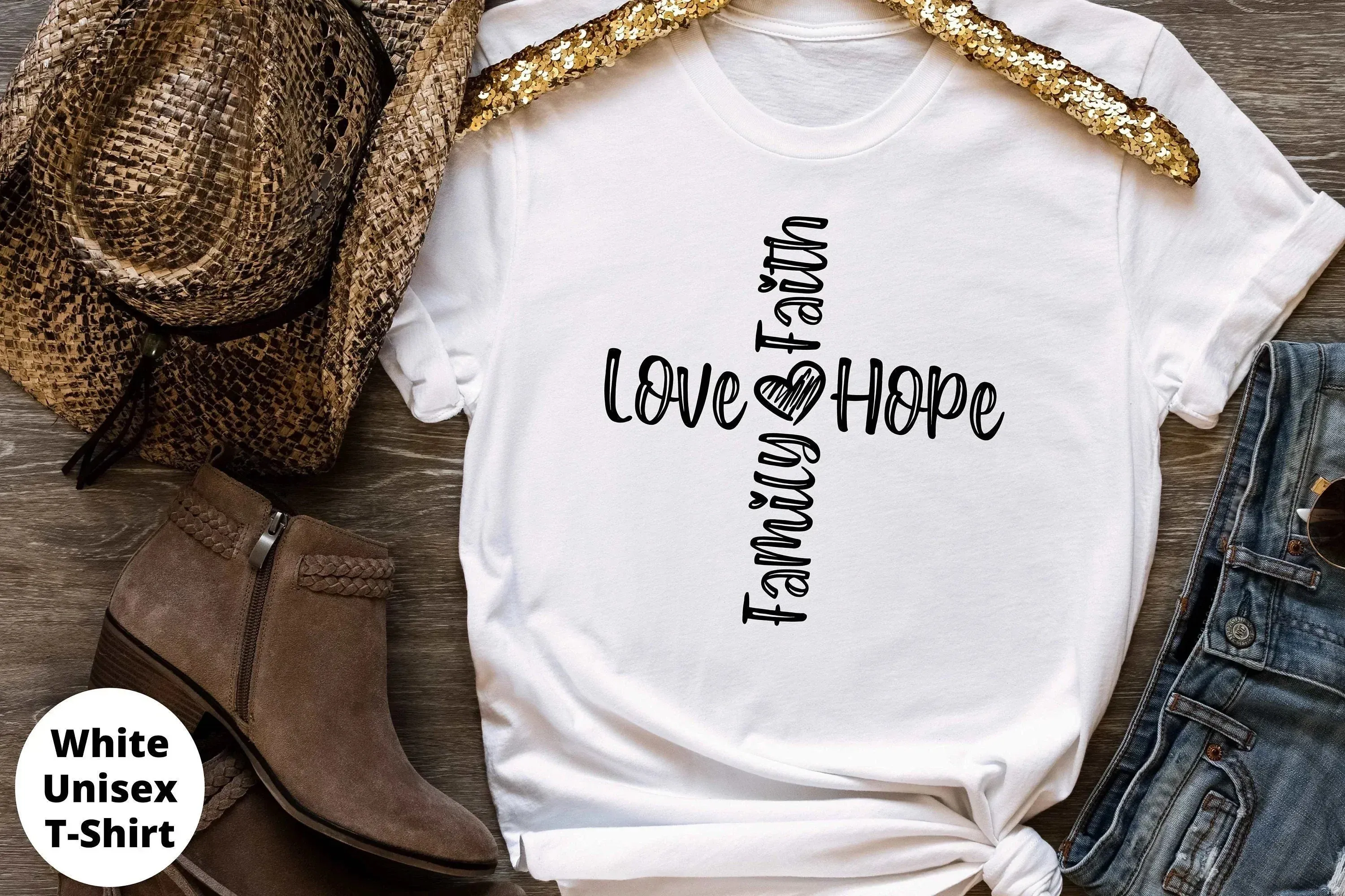 Christian Shirt, Love Faith Hope Family Sweatshirt, Jesus Inspired, I love God Hoodie, Biblical Religious Gifts, Blessed Highly Favored Tops