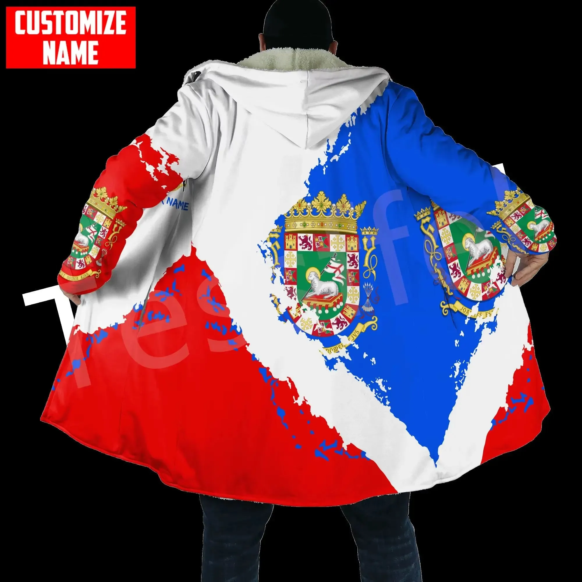 Country Flag Puerto Rico Caribbean Sea Tattoo Harajuku Tracksuit 3Dprint Men/Women Winter Coat Hood Cloak Overcoat A1