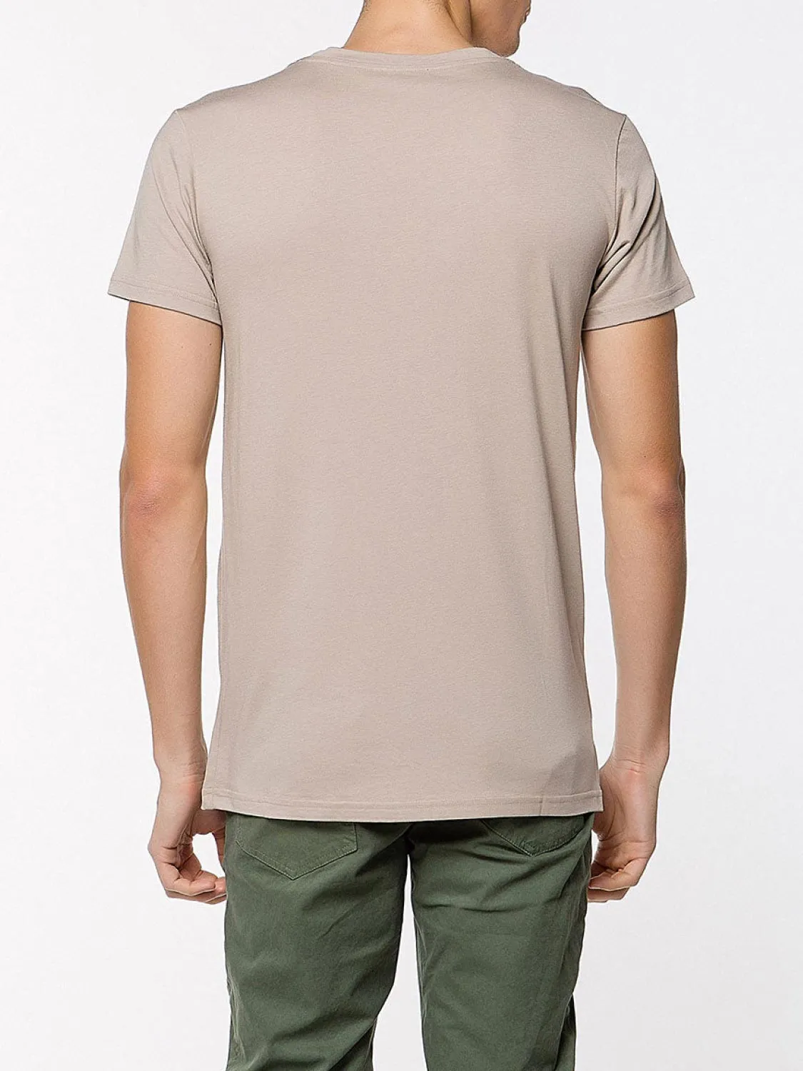 Crew Neck Modal-Blend Pocket T-shirt Beige