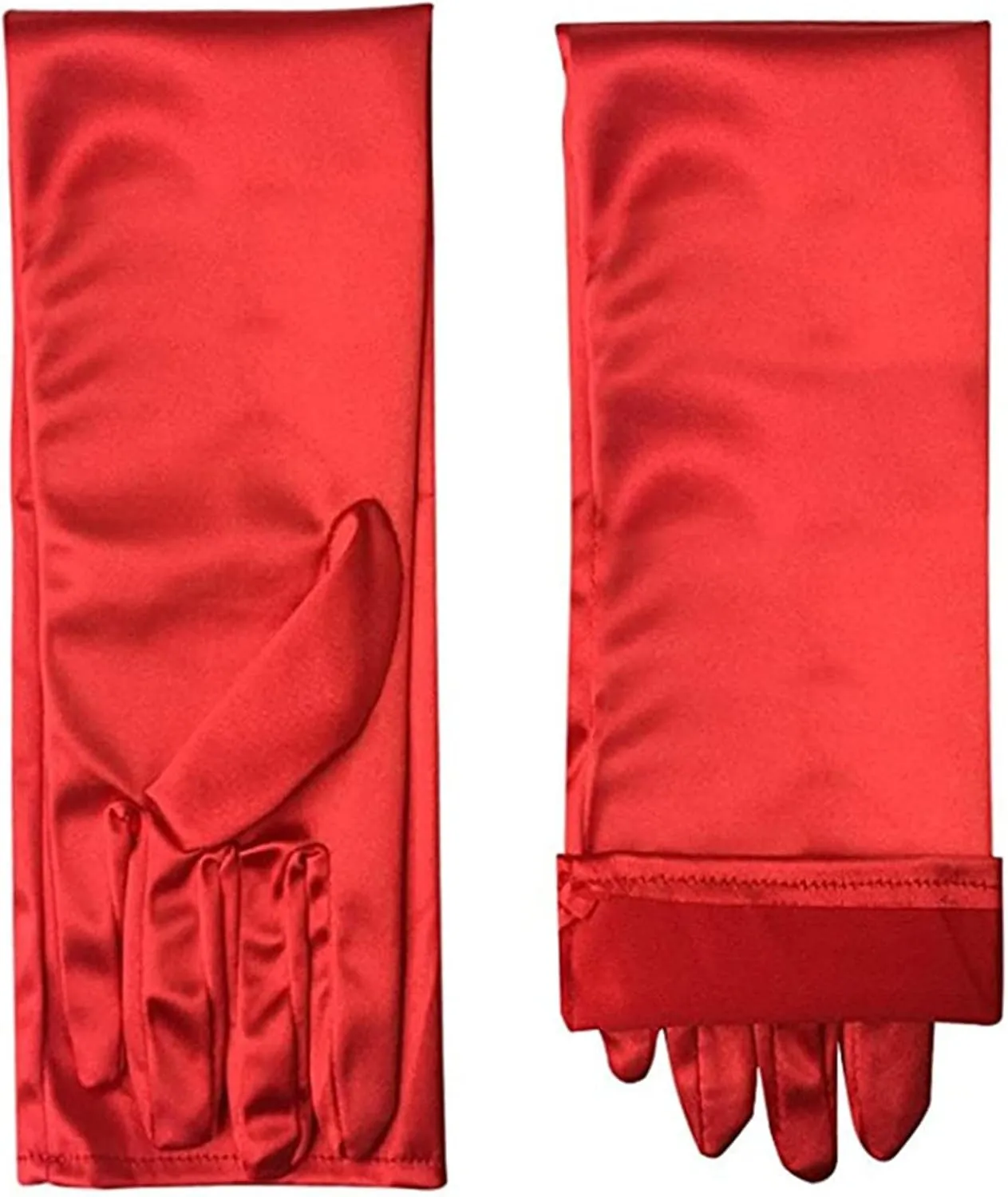 FancyDressWale Long Satin Gloves for Women 55 cm, Elegant Opera Party Gloves, Elbow-Length Finger Gloves for Dance, Costume, and Cosplay