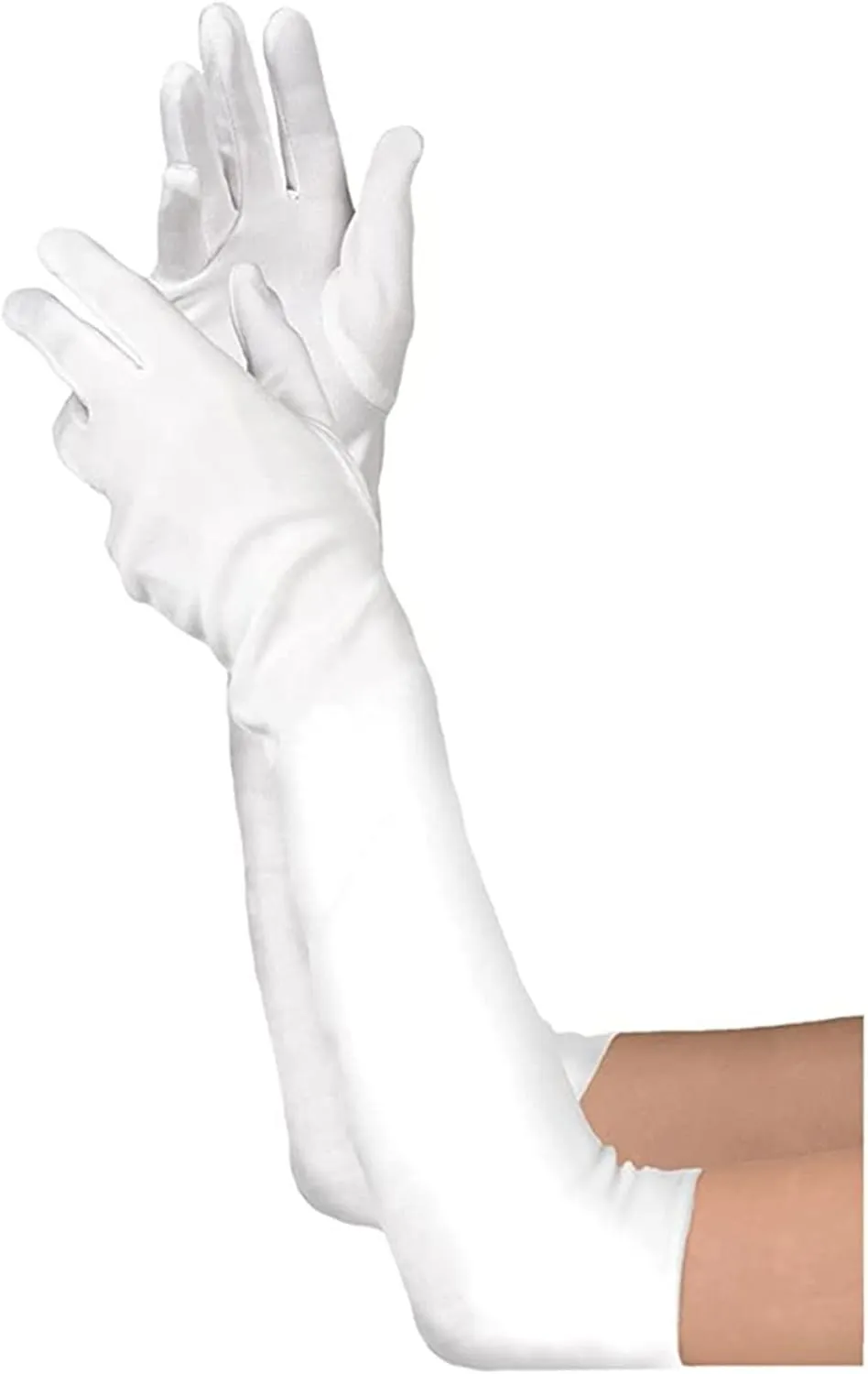 FancyDressWale Long Satin Gloves for Women 55 cm, Elegant Opera Party Gloves, Elbow-Length Finger Gloves for Dance, Costume, and Cosplay