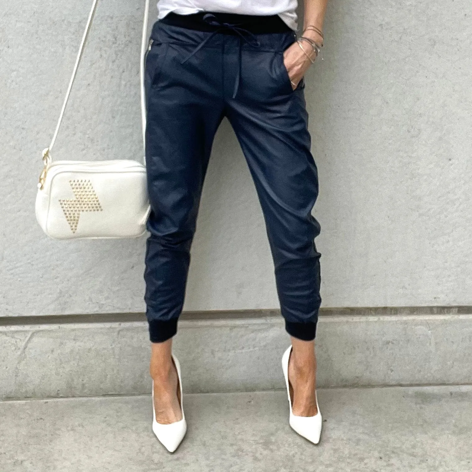 Full faux leather NAVY ULTIMATE joggers *NEW*