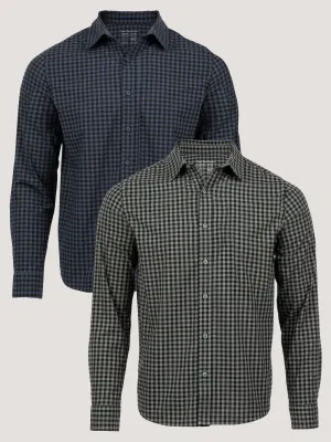 Gingham Long Sleeve Button Up 2-Pack