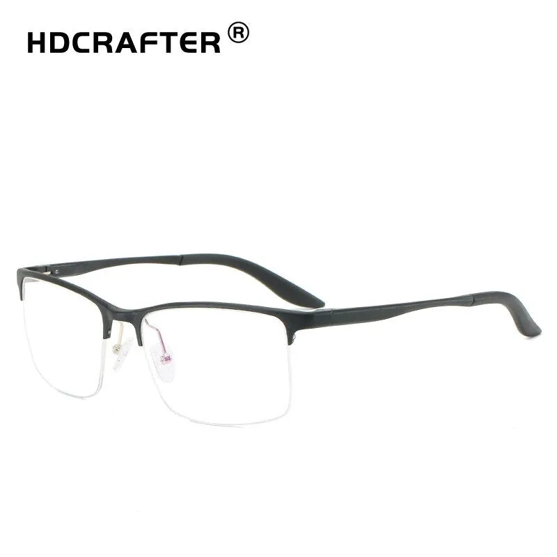 Hdcrafter Men's Semi Rim Square TR 90 Titanium Frame Eyeglasses P6325