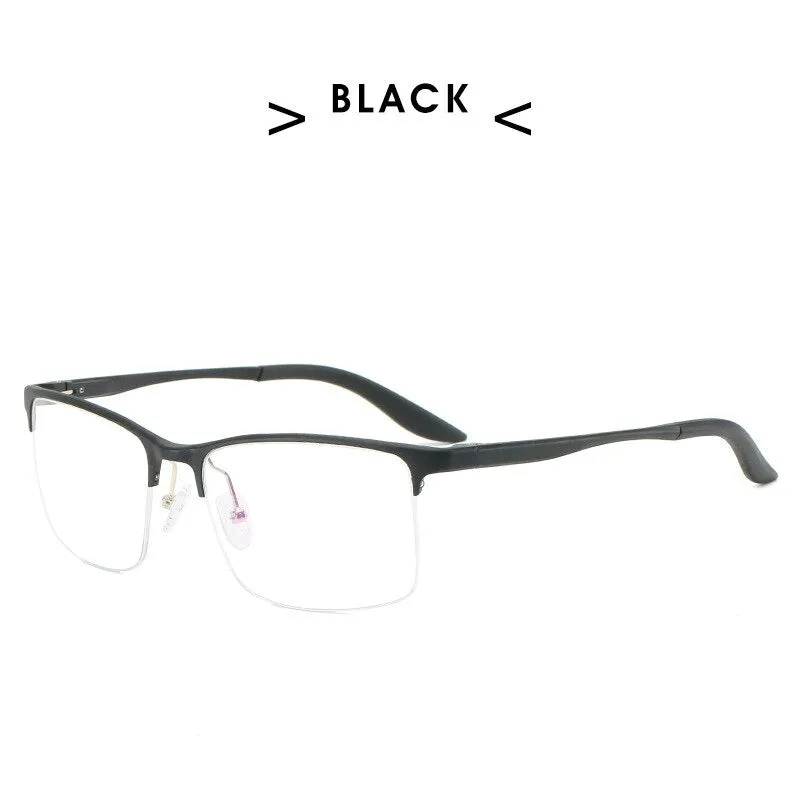 Hdcrafter Men's Semi Rim Square TR 90 Titanium Frame Eyeglasses P6325