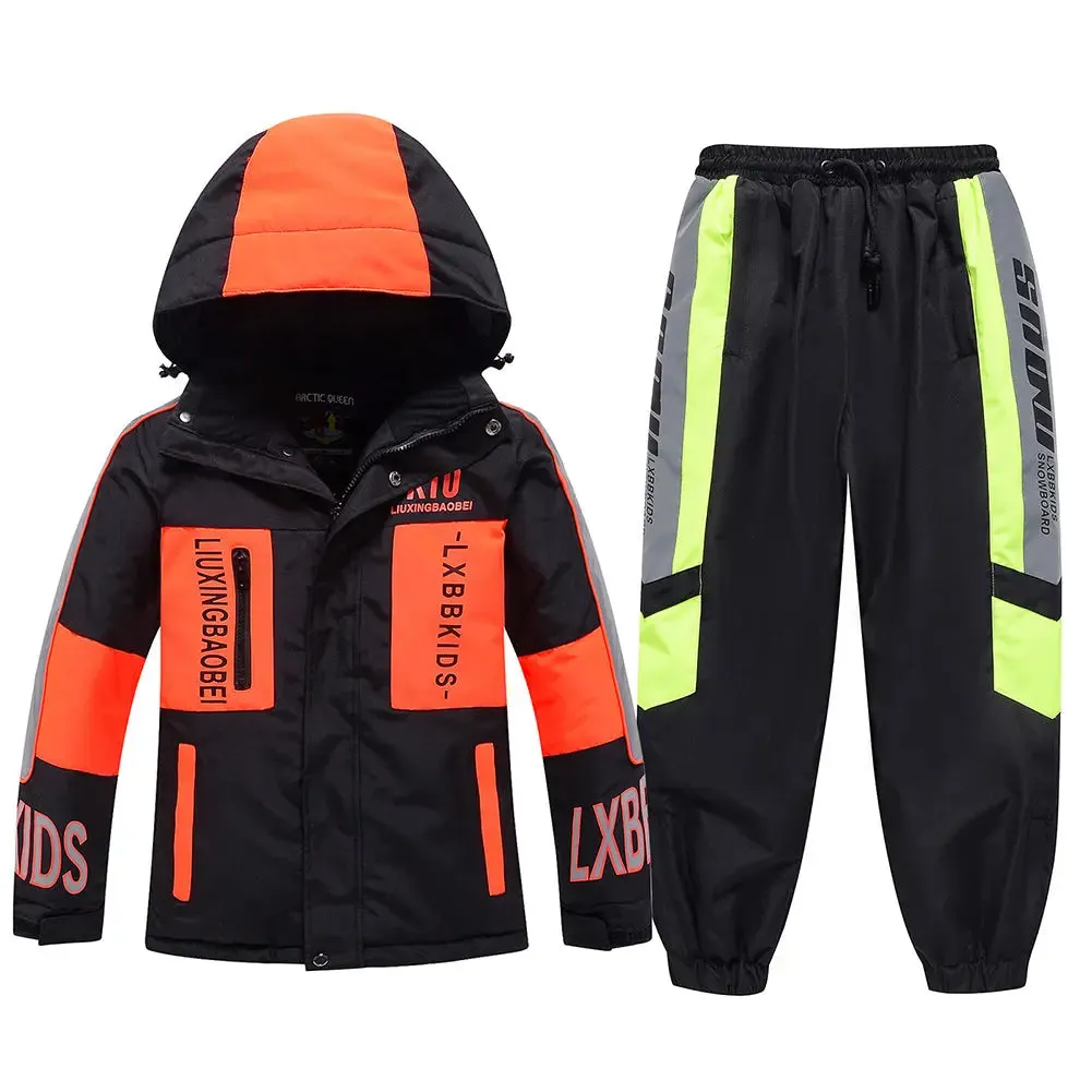 Kids Skiing Snowboarding Insulated Jackets & Pants Set