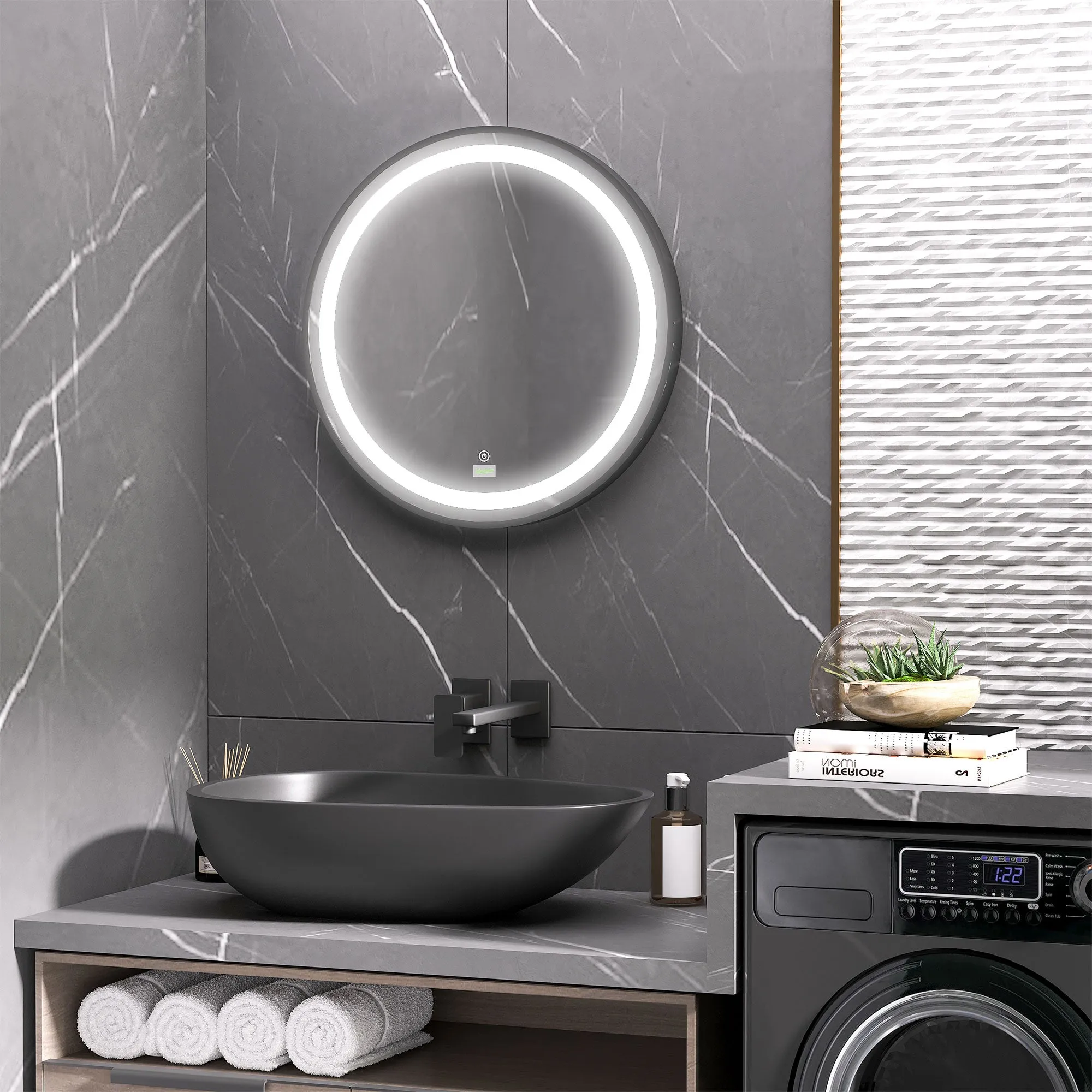 kleankin Round LED Bathroom Mirror