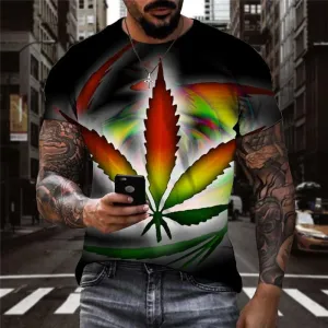 Leaves T shirt Men Colorful Tshirts Casual Dizziness T-shirts 3d Psychedelic Funny T shirts