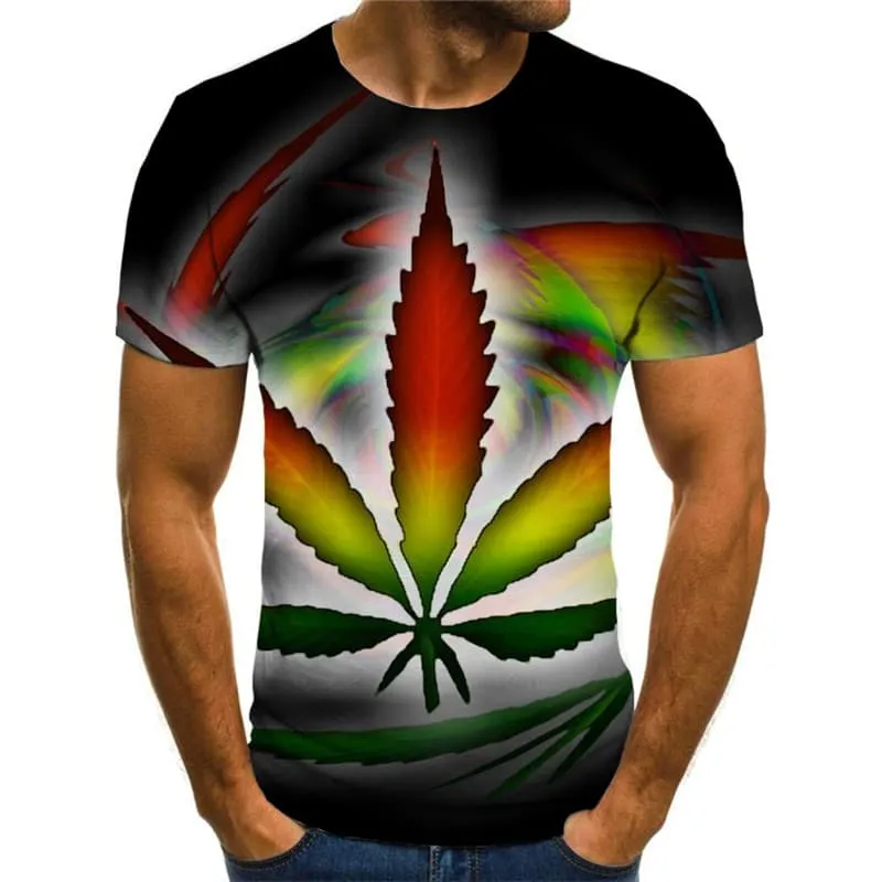 Leaves T shirt Men Colorful Tshirts Casual Dizziness T-shirts 3d Psychedelic Funny T shirts