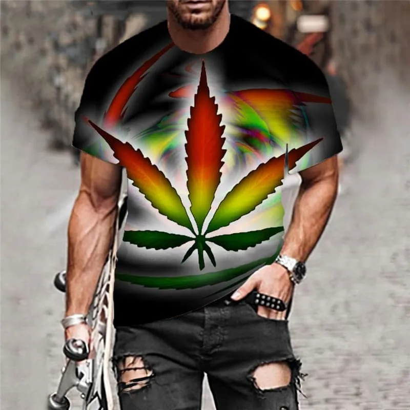 Leaves T shirt Men Colorful Tshirts Casual Dizziness T-shirts 3d Psychedelic Funny T shirts