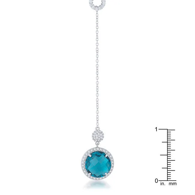 Lori 10.9ct Aqua CZ White Gold Rhodium Classic Drop Lariat Necklace