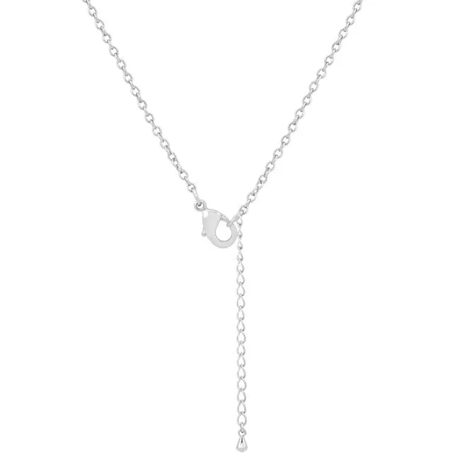 Lori 10.9ct Aqua CZ White Gold Rhodium Classic Drop Lariat Necklace