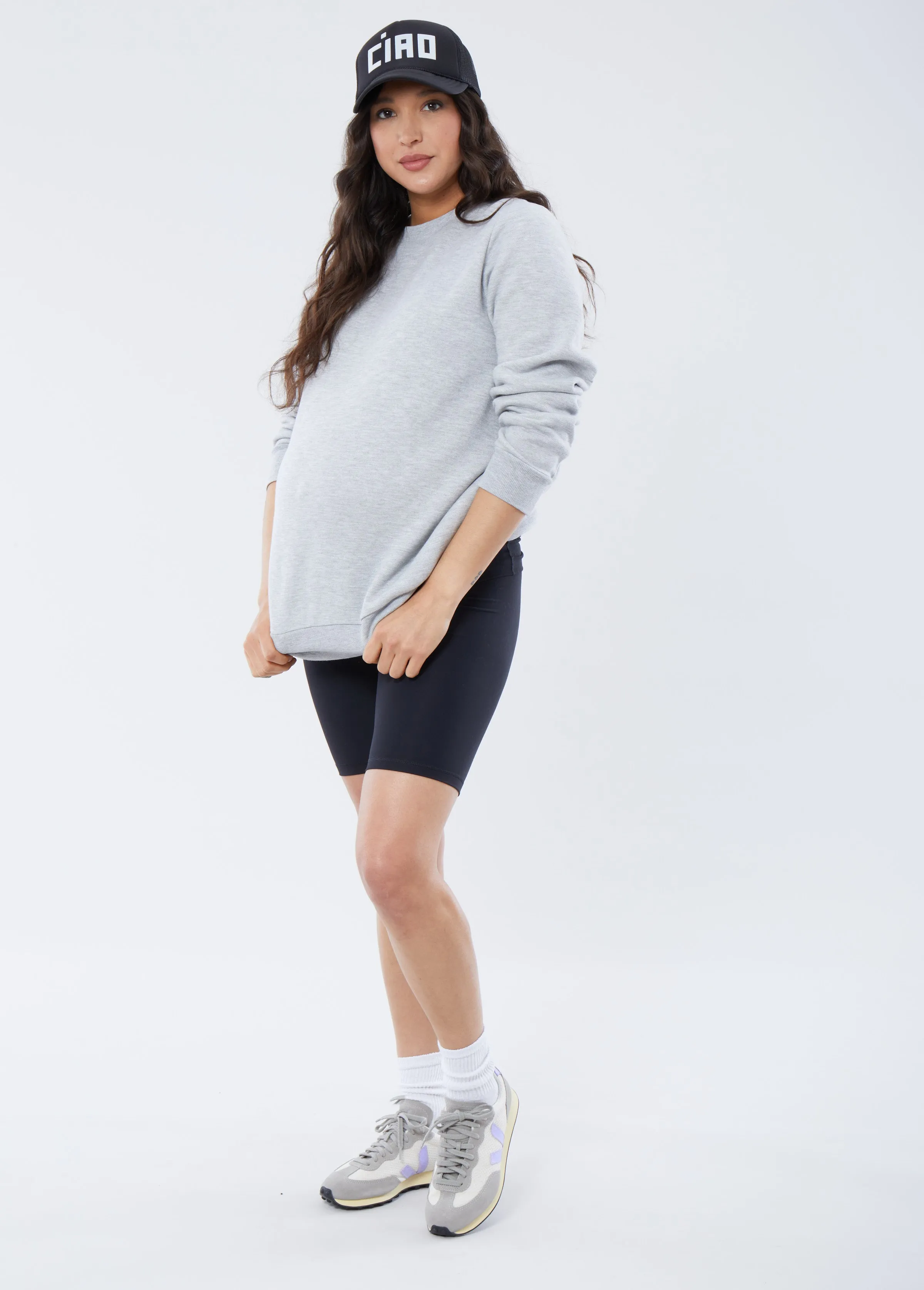 Mama Maternity Soft Knit Sweatshirt Gray