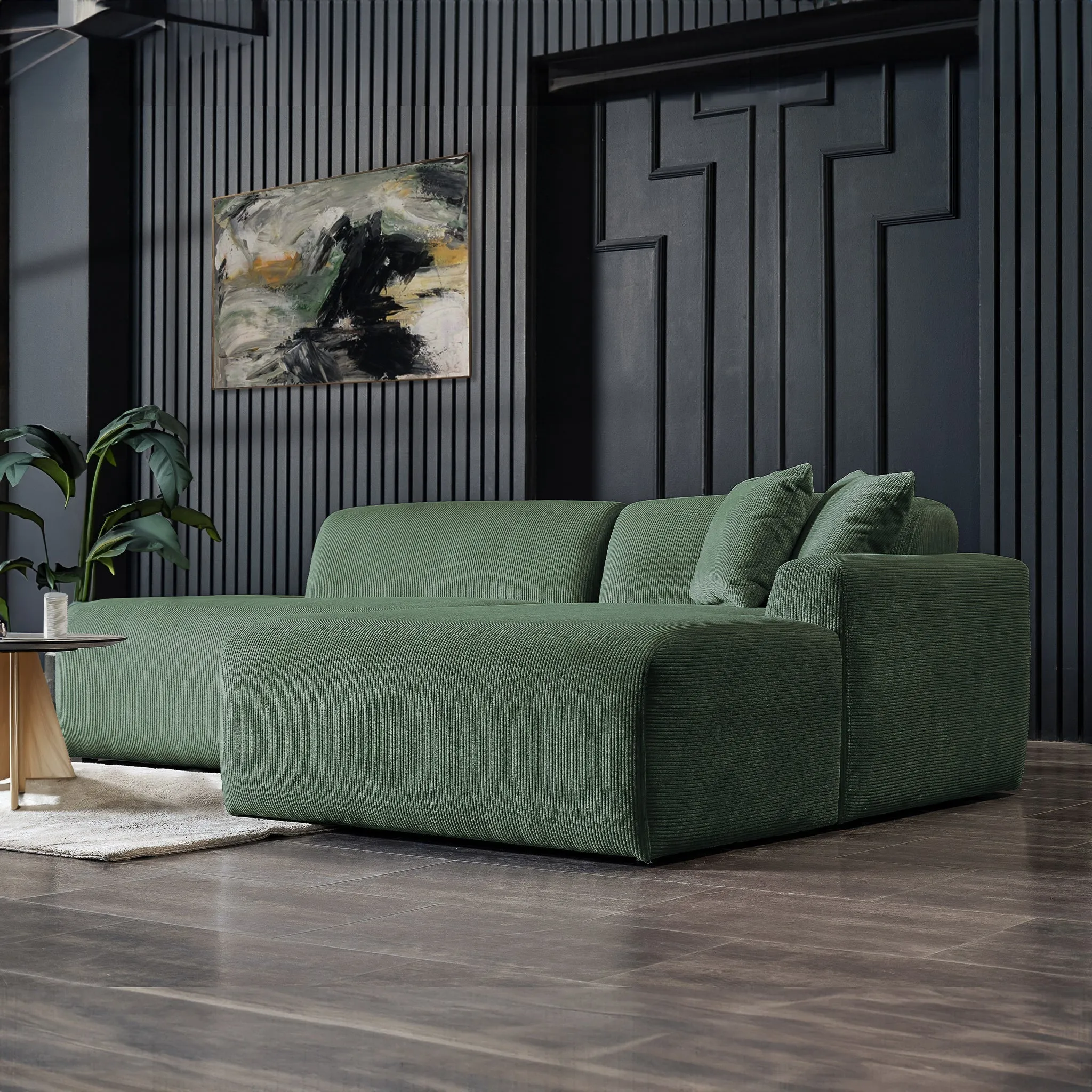 Mar Sectional Green Velvet Sofa (Right Facing)