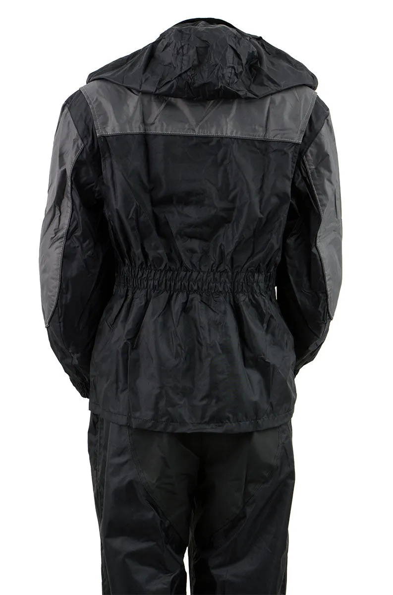 NexGen SH204901 Women's Black and Grey Armored and Hooded Water Proof Rain Suit