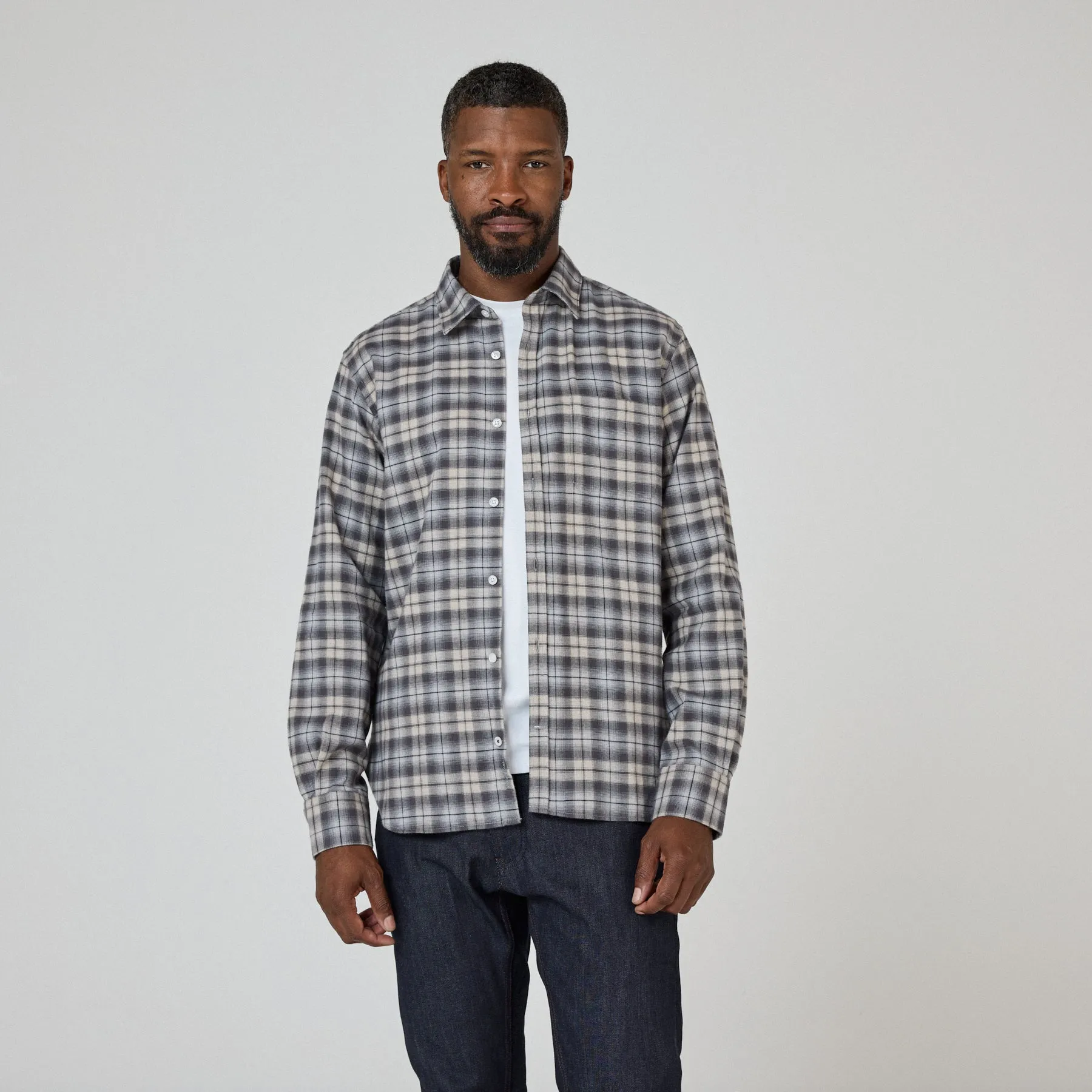 Oliver Sweeney Censo Shirt in Grey Navy Check