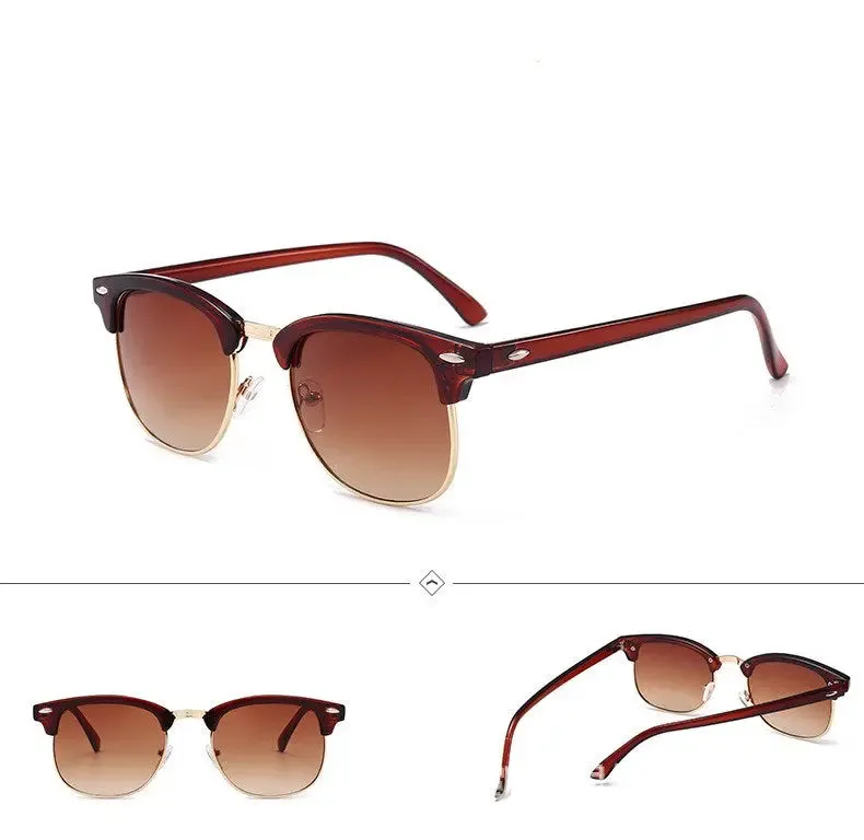 Outdoor Half Frame Retro Polarized Sunglasses