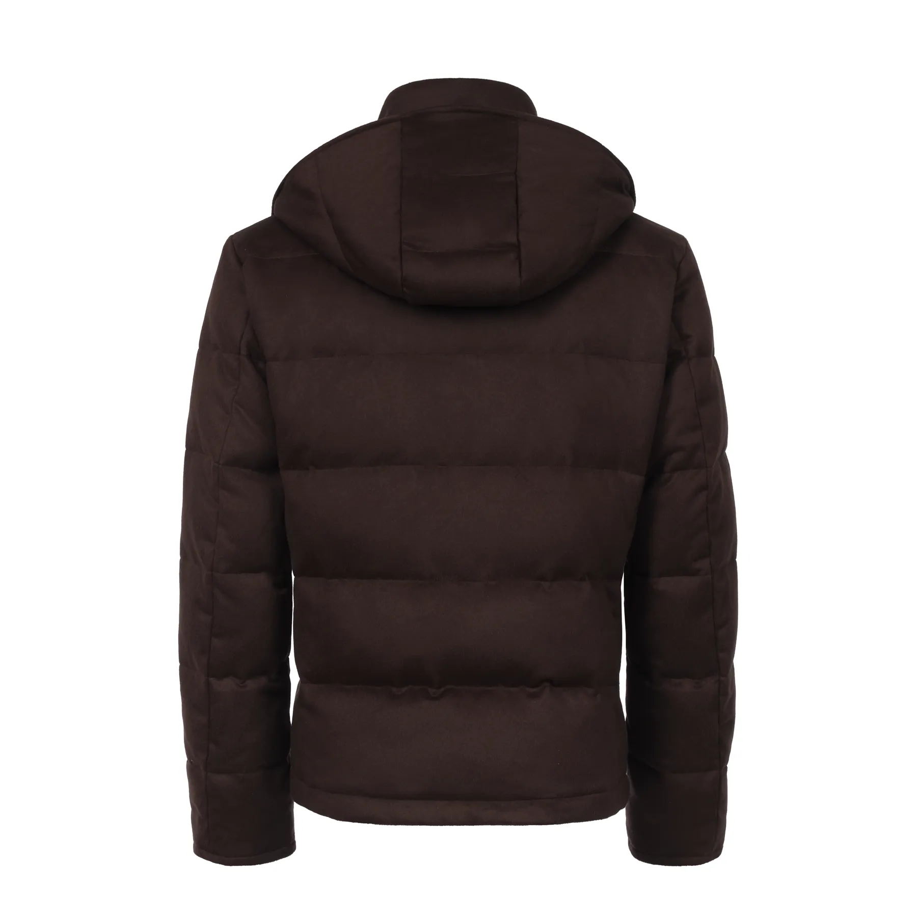 Quilled Shell Cashmere Hooded Down Jacket