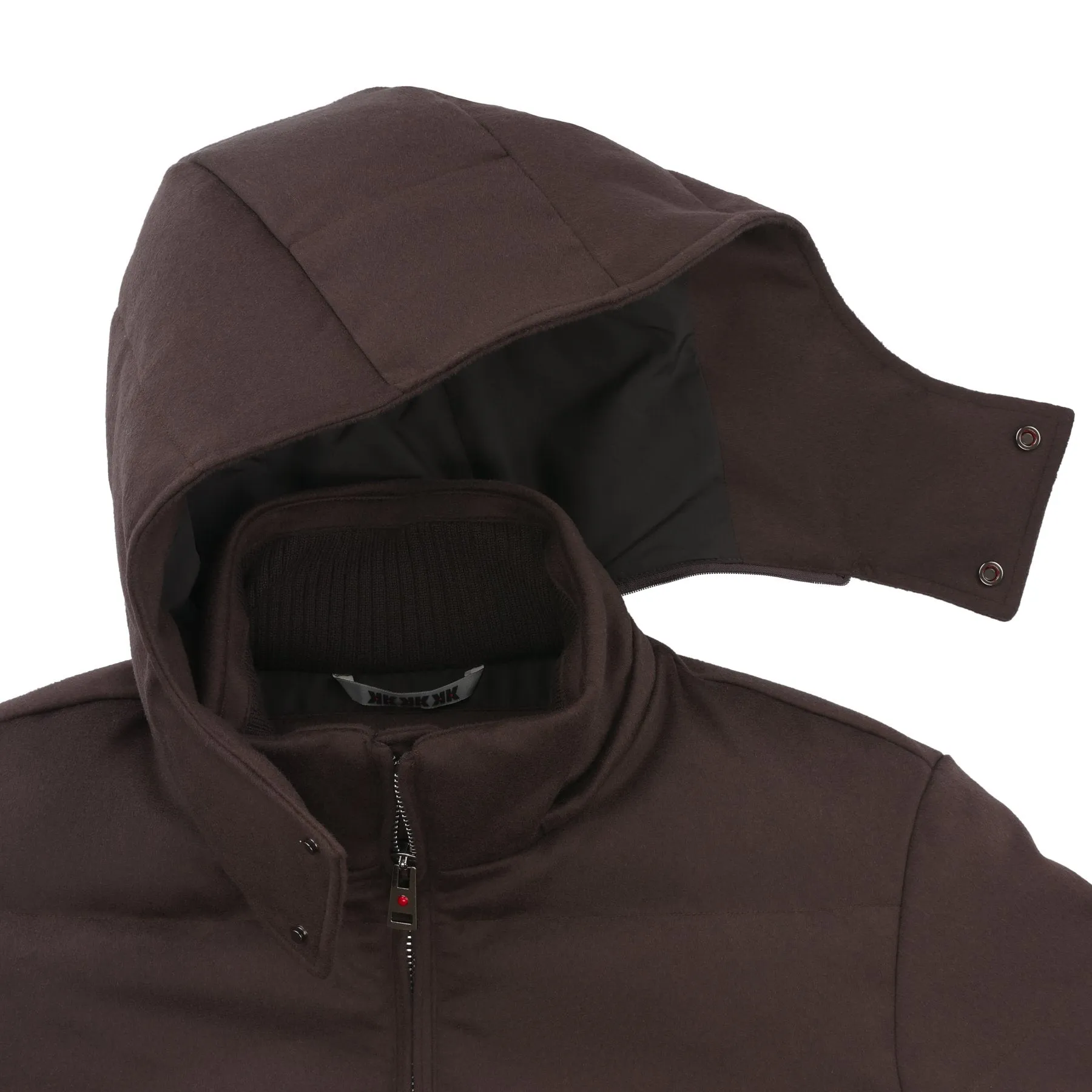 Quilled Shell Cashmere Hooded Down Jacket