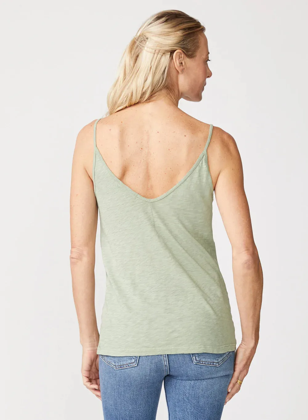 Supima Slub Jersey V Neck Tank - Tea