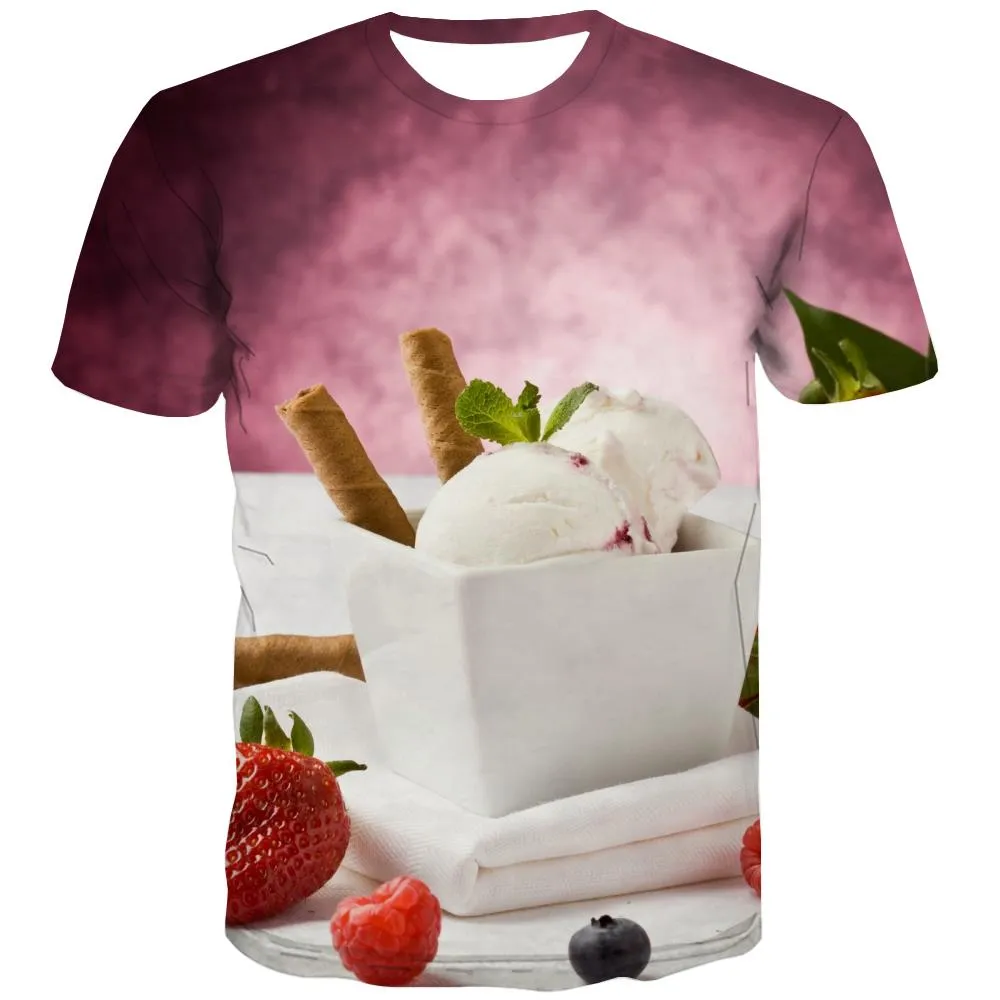 Sweet T-shirt Men Gourmet T-shirts 3d Icecream Tshirt Anime Colourful T shirts Funny