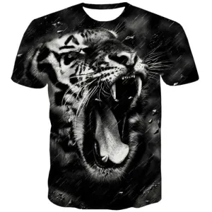 Tiger T shirts Men Animal Tshirt Printed Black T shirts Funny War T-shirts 3d Retro Tshirts Casual Short Sleeve summer Men Tops