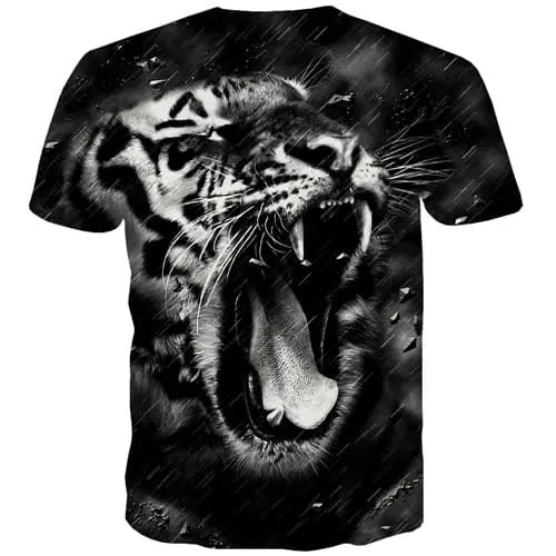 Tiger T shirts Men Animal Tshirt Printed Black T shirts Funny War T-shirts 3d Retro Tshirts Casual Short Sleeve summer Men Tops