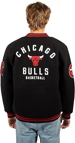 Ultra Game NBA Official Men’s Game Time Varsity Jacket - Unisex, Chicago Bulls, Team Color|Chicago Bulls