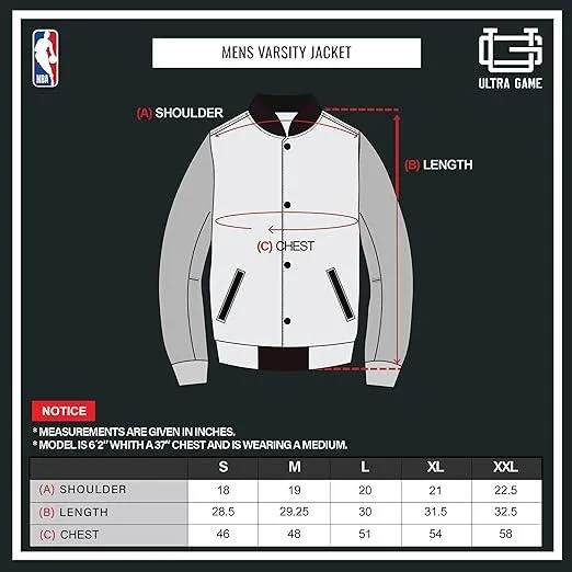 Ultra Game NBA Official Men’s Game Time Varsity Jacket - Unisex, Chicago Bulls, Team Color|Chicago Bulls