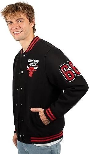 Ultra Game NBA Official Men’s Game Time Varsity Jacket - Unisex, Chicago Bulls, Team Color|Chicago Bulls