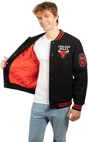 Ultra Game NBA Official Men’s Game Time Varsity Jacket - Unisex, Chicago Bulls, Team Color|Chicago Bulls