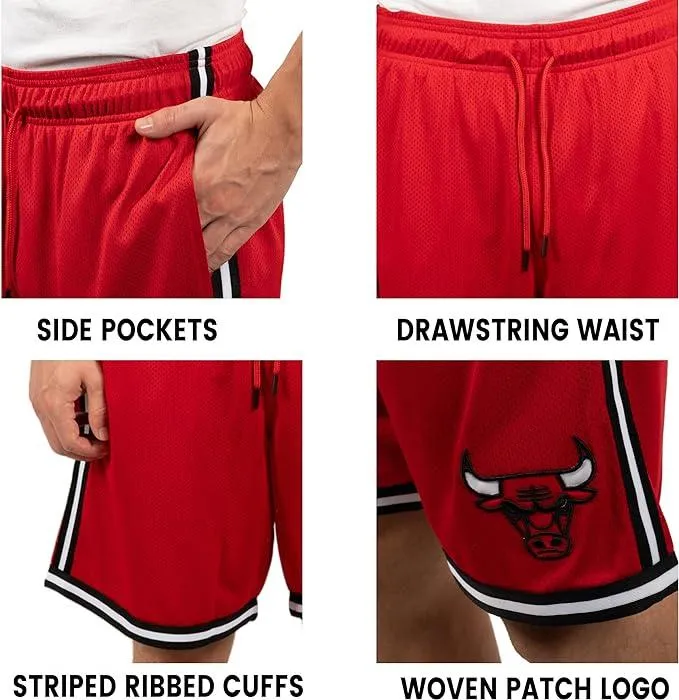 Ultra Game NBA Official Men’s Slam Active Basketball Training Shorts - Unisex, Chicago Bulls, Team Color|Chicago Bulls