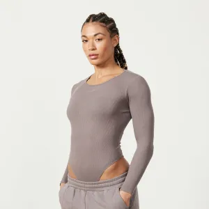 Vanquish Restore Cinder Brown Long Sleeve Ribbed Bodysuit