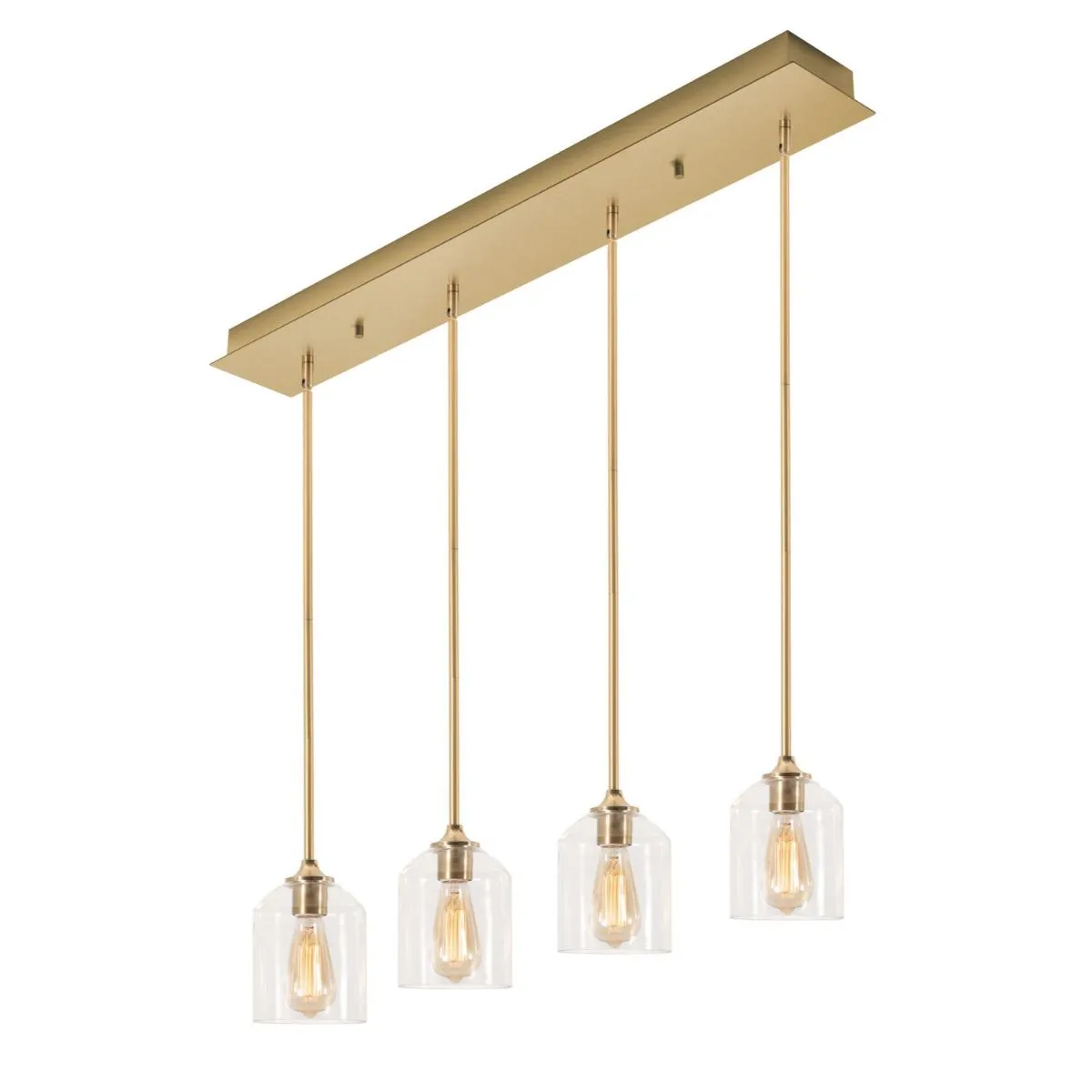 William 4 Lights 36 In. Pendant Light Satin Brass Finish