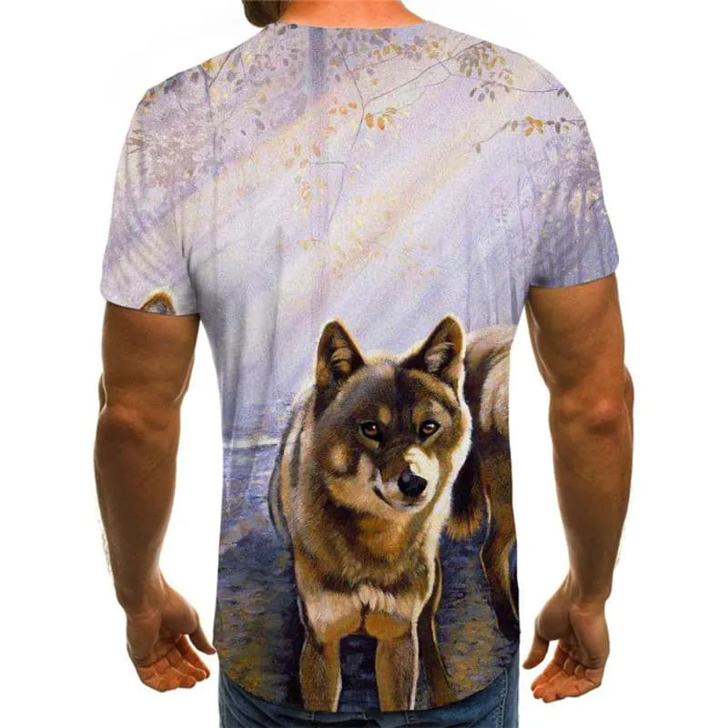 Wolf T-shirt Men Animal Shirt Print Landscape T-shirts 3d Home Funny T shirts