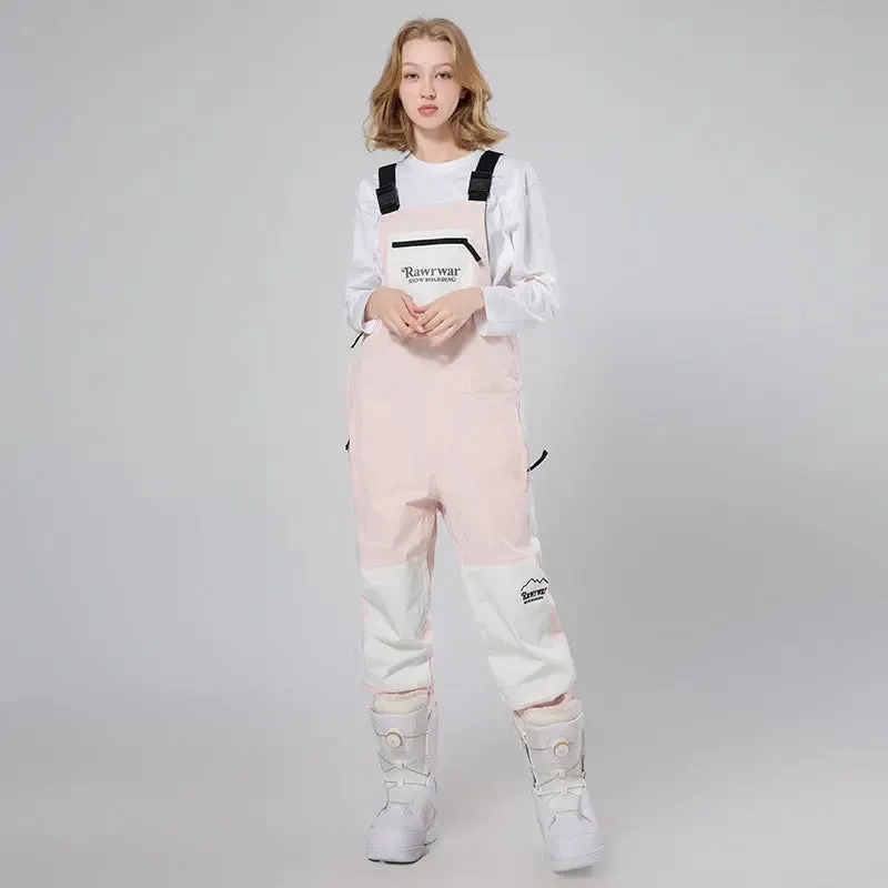 Women Reflective Stripe Snow Bibs Winter Sports Overalls