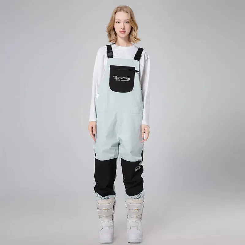 Women Reflective Stripe Snow Bibs Winter Sports Overalls