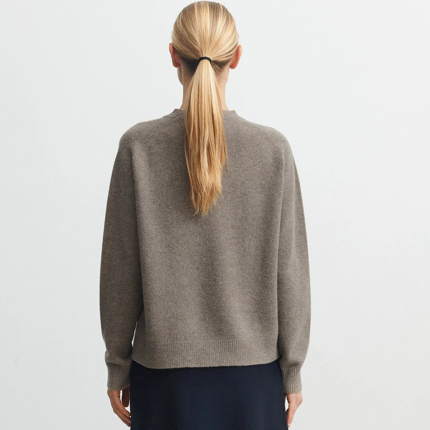 Womens Lambswool Crewneck Sweater - Hazel Melange